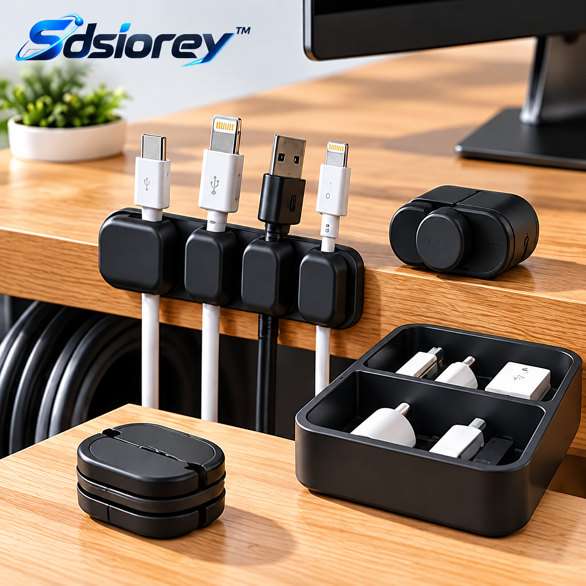 Sdsiorey™ Desktop Cable Management Set – Organized Cord Holders & Wire Storage Accessories
